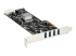 PEXUSB3S44V - StarTech.com PCI Express (PCIe) SuperSpeed USB 3.0-kortadapter med 4 portar och 4 dedicerade kanaler på 5 Gbps – UASP – SATA/LP4-ström - Vänster vinkel