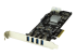 PEXUSB3S42V - StarTech.com PCI Express (PCIe) SuperSpeed USB 3.0-kortadapter med 4 portar och 2 dedicerade kanaler på 5 Gbps – UASP – SATA/LP4-ström - Vänster vinkel