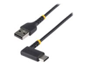 StarTech.com 1ft (30cm) USB A to C Charging Cable Right Angle, Heavy Duty Fast Charge USB-C Cable, USB 2.0 A to Type-C, Durable and Rugged Aramid Fiber, 3A, S20/iPad/Pixel