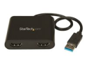 StarTech.com USB 3.0 to Dual HDMI Adapter, 1x 4K 30Hz & 1x 1080p, External Video & Graphics Card, USB Type-A to HDMI Dual Monitor Display Adapter Dongle, Supports Windows Only, Black