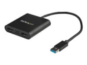 StarTech.com USB 3.0 to Dual HDMI Adapter, 1x 4K 30Hz & 1x 1080p, External Video & Graphics Card, USB Type-A to HDMI Dual Monitor Display Adapter Dongle, Supports Windows Only, Black