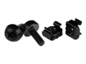 StarTech.com 50 Pack 10-32 Server Rack Cage Nuts and Screws with Washers, Rack Mount Hardware Kit, Network/IT Equipment Cabinet Clip/Captive Nuts & Bolts for Square Rack Holes, Black, TAA