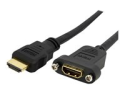StarTech.com 3ft HDMI Female to Male Adapter, 4K High Speed Panel Mount HDMI Cable, 4K 30Hz UHD HDMI, 10.2 Gbps Bandwdith, 4K HDMI 1.4 Video, HDCP 1.4, HDMI Female to HDMI Male Cable