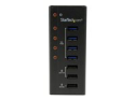 StarTech.com USB 3.0-hubb med 4 portar plus 3 dedicerade USB-laddningsportar (2x 1A & 1x 2A) – väggmonterbart metallhölje