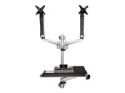 StarTech.com Wall Mount Workstation, Articulating Standing Desk w/ Ergonomic Height Adjustable Dual Monitor Arm & Keyboard Tray, 2x 30" VESA Displays, Foldable Wall Mounted Sit Stand Desk