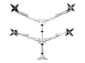 StarTech.com Desk Mount Quad Monitor Arm, Premium Articulating VESA 4 Monitor Mount 2x2 up to 27", Ergonomic Height Adjustable Pole Mount, Tilt/Swivel/Rotate, C-Clamp/Grommet, Silver